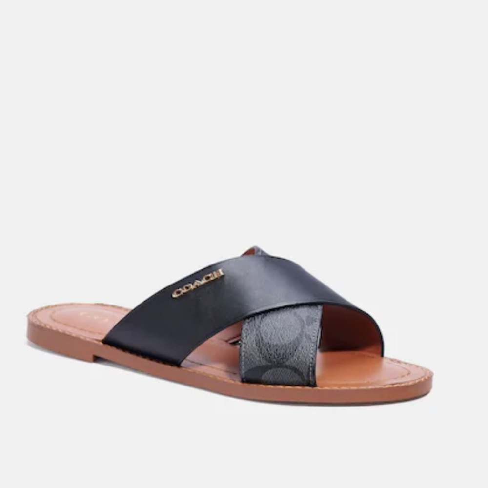 Coach Hilda Sandal In Signature Canvas In Black Color - New In Box - Picture 12 of 13